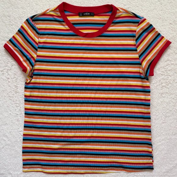 SHEIN Rainbow Striped Tee - Picture 1 of 2